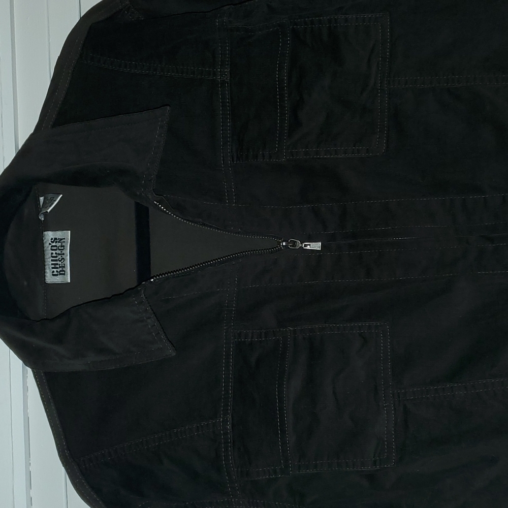 NWOT, Chico's, crushed velvet, size 2, zip up, L, large, pockets, brown, unique